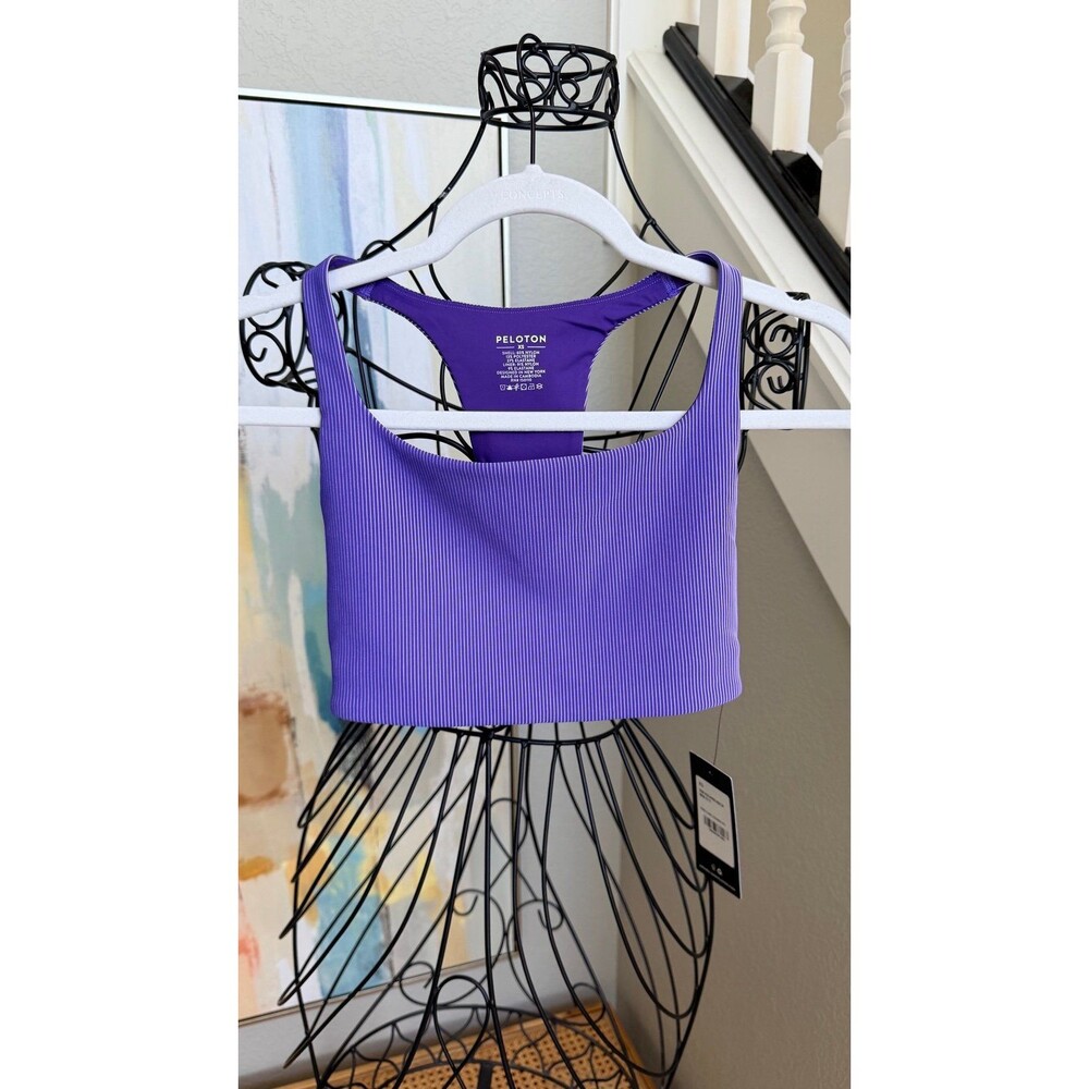 Peloton Ribbed High-Neck Sports Bra Purple XS NWT